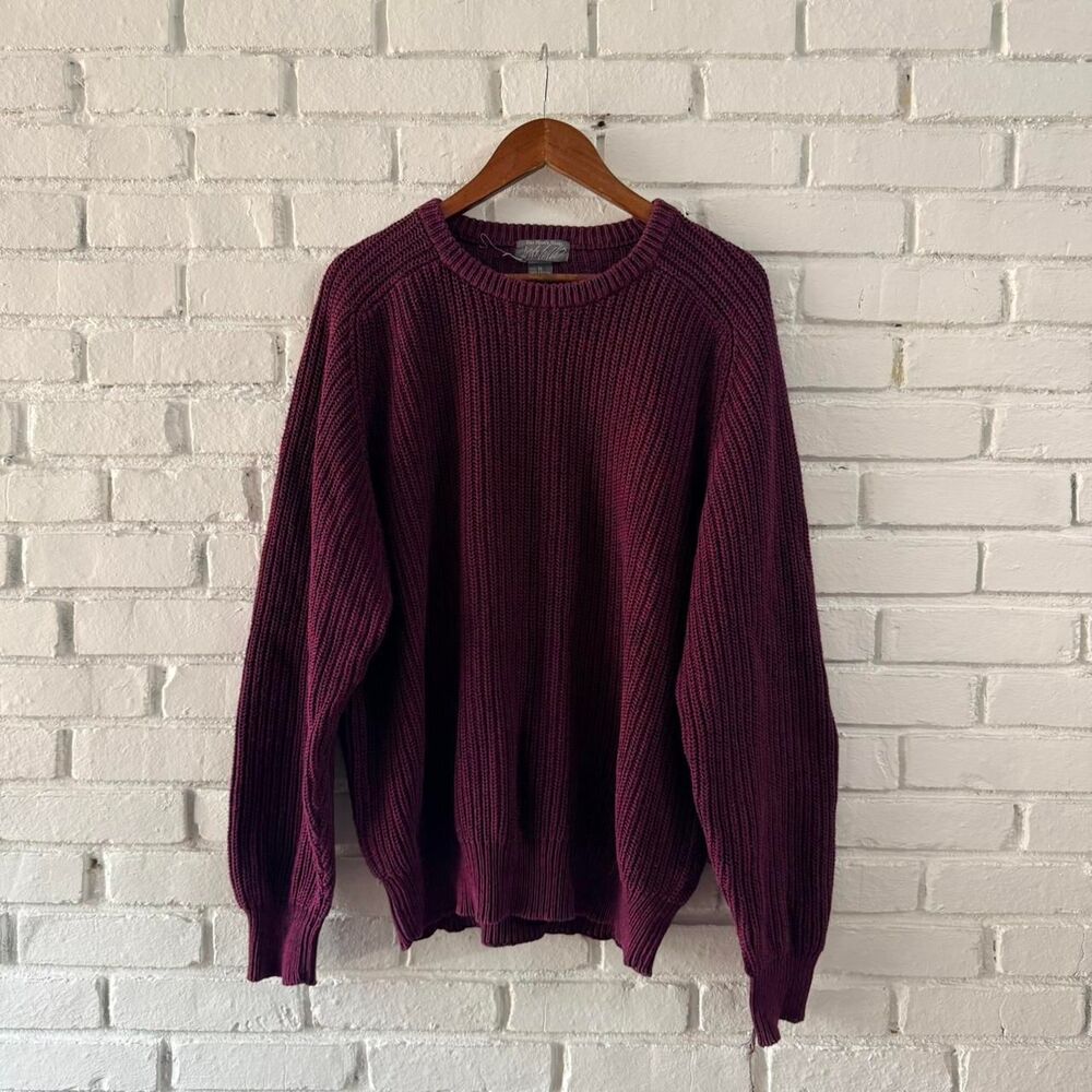 Vintage Lord & Taylor Men’s Shop Burgundy Heavyweight Knit Sweater 90s (Size XL)